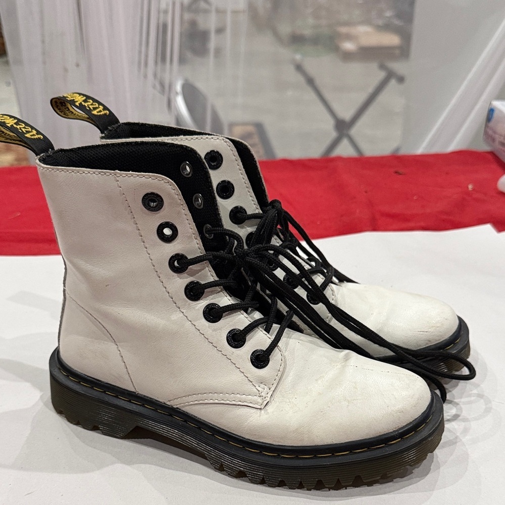 Dr. Martens White Leather Combat Boots